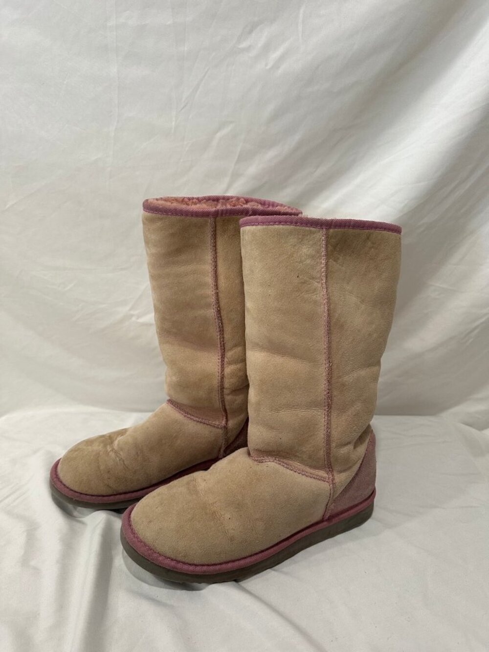 UGG Australia Classic Tall 5815 Boots - Women's 9, Sand with Pink Trim